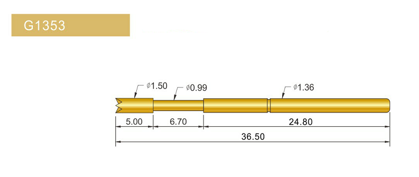 G1353-Q探針、四爪頭探針、1.36mm測試針、總長36.5mm、彈簧針圖片、測試針圖片、頂針圖片、探針圖片